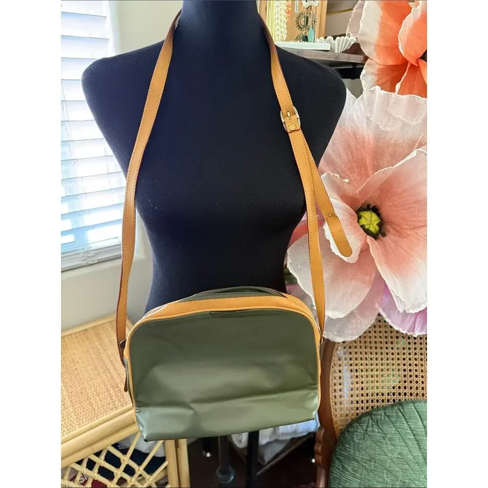 Vintage Hunting World Green & Tan Equestrian Safari Explorer Chic Crossbody Bag